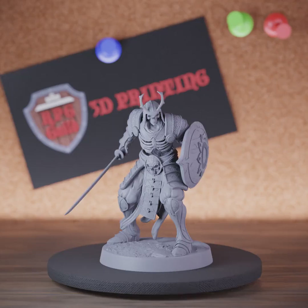 Skelett 5e | DnD Gehörnter Samurai Skelett Schwert Schild Miniatur