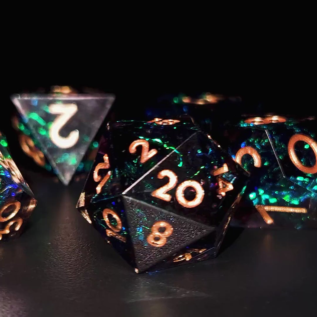 Handmade DnD Dice | Dice Set of 7 | Dark Arcane