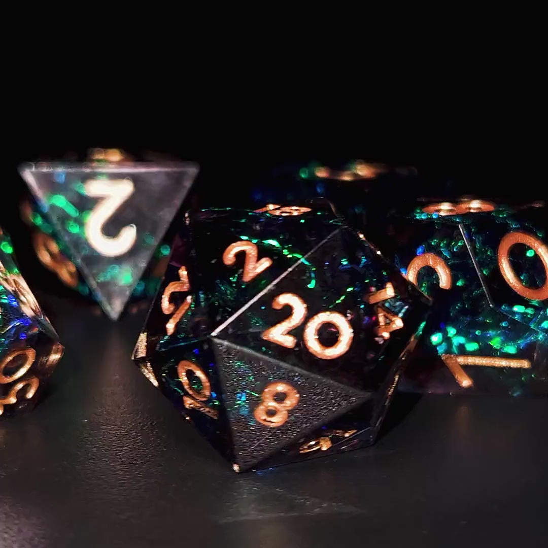 Handmade DnD Dice | Dice Set of 7 | Dark Arcane
