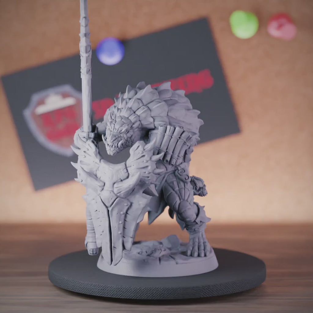 Lizardfolk 5e | DnD Lizardfolk Fighter Spearman Miniature