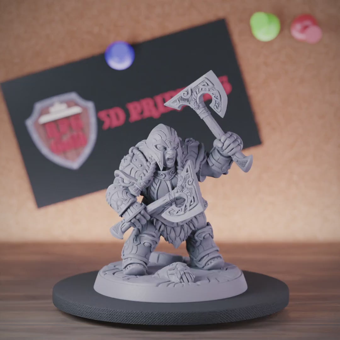 Dwarf 5e | DnD Dwarf Fighter Axes Wielding Miniature