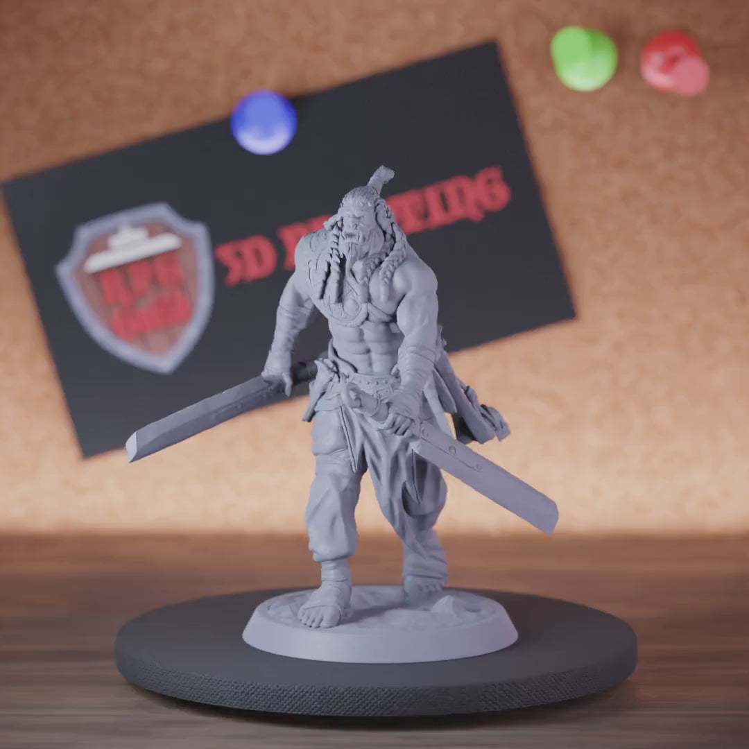 Orc 5e | DnD Orc Soldier Double Sword Miniature