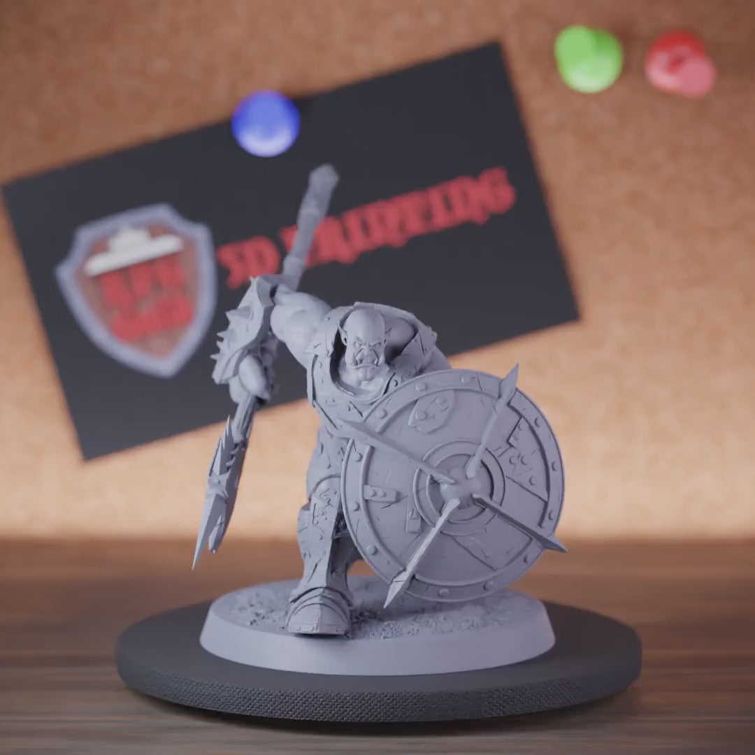 Ork 5e | DnD Infanterie Ork Hellebarde & Schild Kämpfer Miniatur 