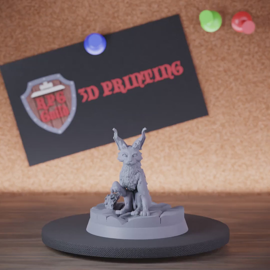 Kneazle 5e | DnD Kneazle Companion Sitting Miniature