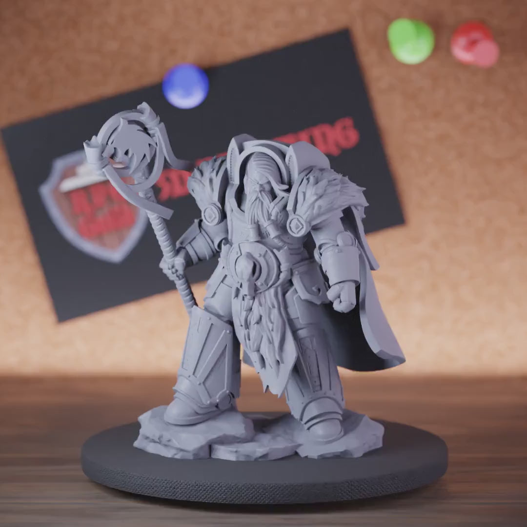 Dwarf 5e | DnD Armored Dwarf Wizard Staff Miniature
