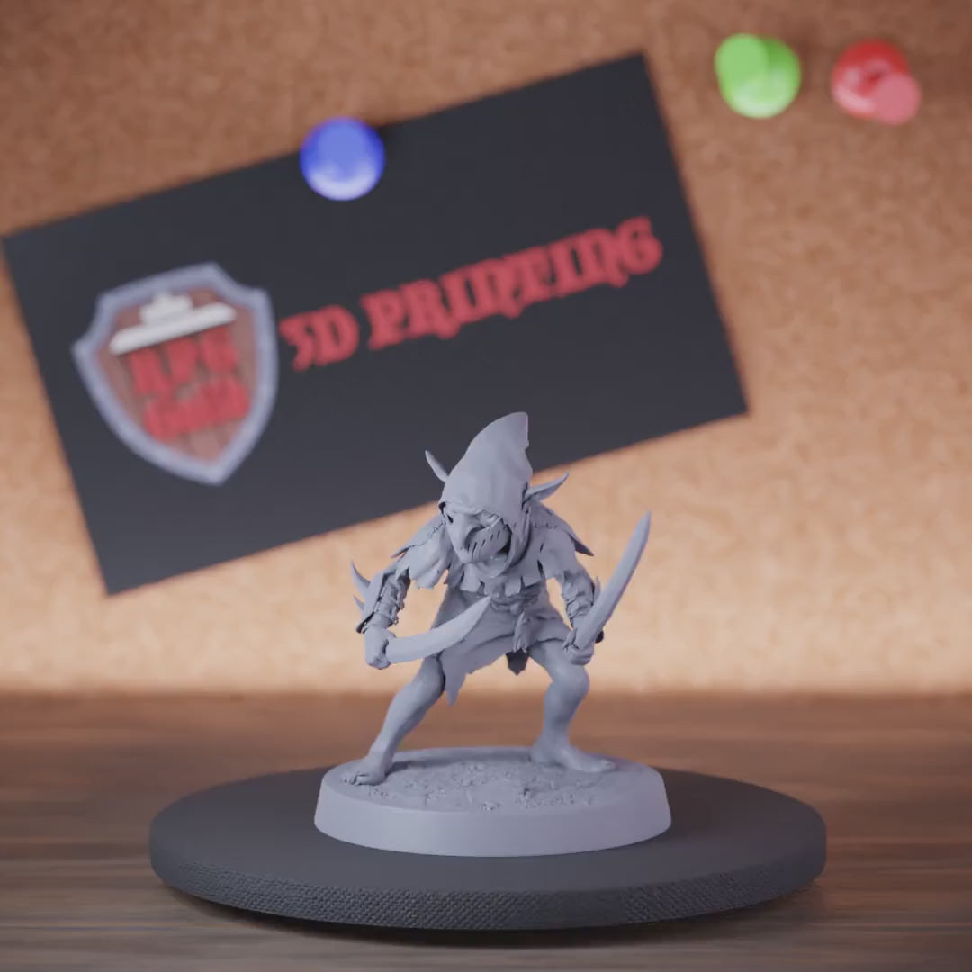 Goblin 5e | DnD Goblin-Doppelschwert-Soldat Miniatur 
