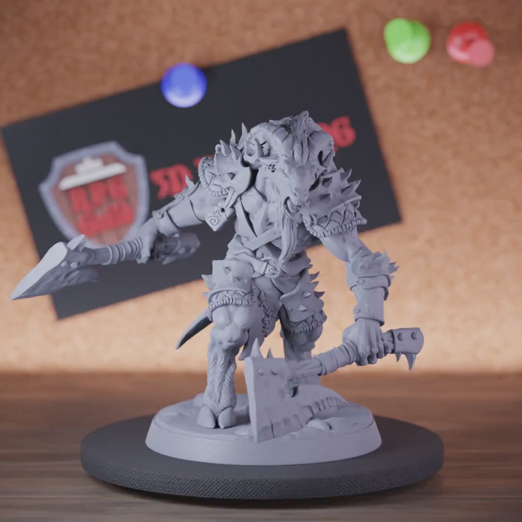 Gobor 5e | DnD Gobor Goatfolk Defender Battleaxe Miniature