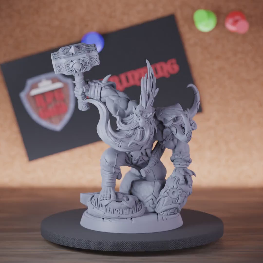 Dwarf 5e | Dwarf Barbarian Hammer Miniature