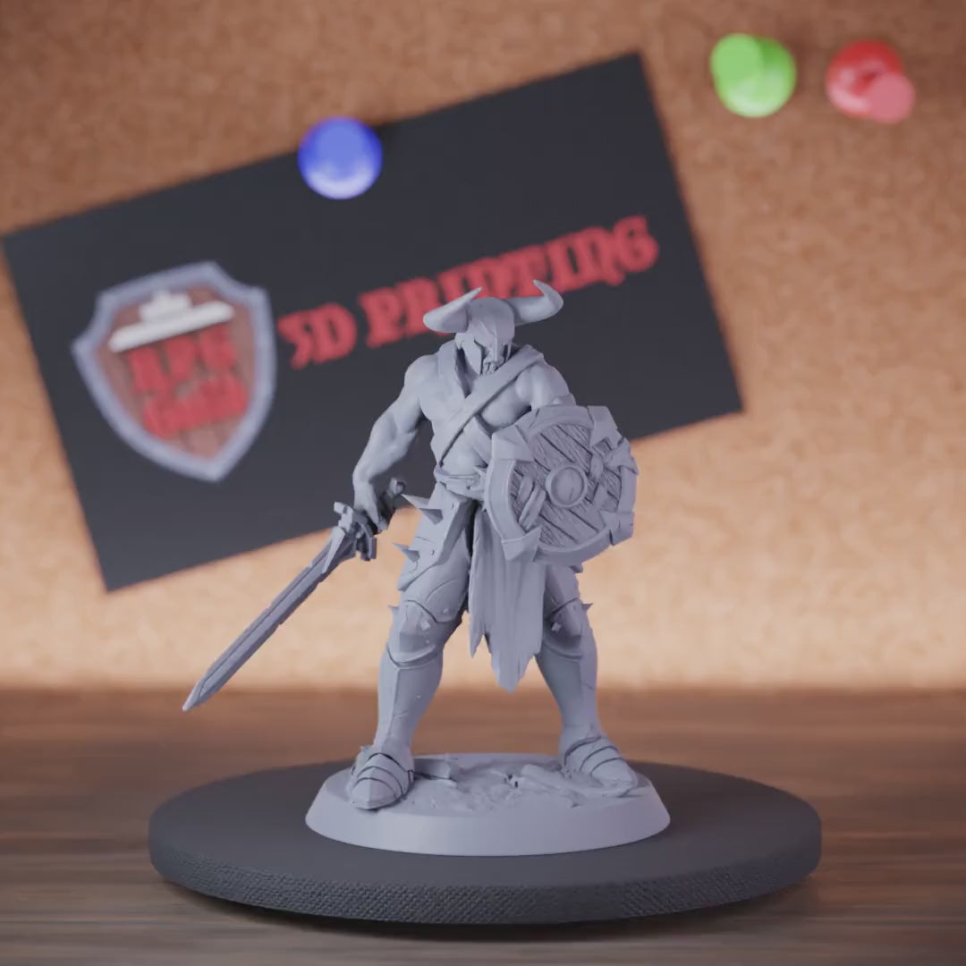 Barbarian 5e | DnD Human Shield Sword Miniature