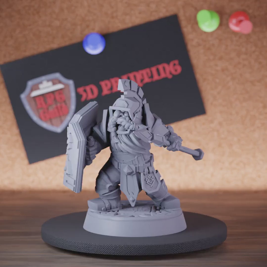 Dwarf 5e | DnD Dwarf Armored Paladin Spear Miniature