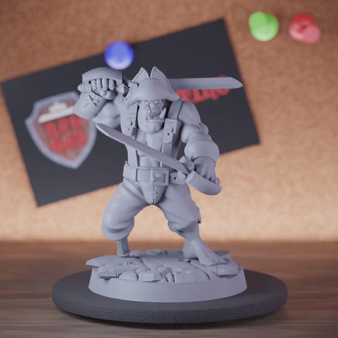 Pirat 5e | DnD Piraten-Ork-Kapitän Miniatur