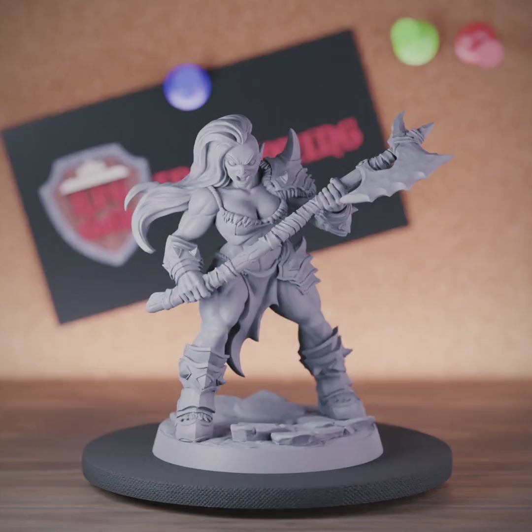 Orc 5e | DnD Female Barbarian Battleaxe Miniature