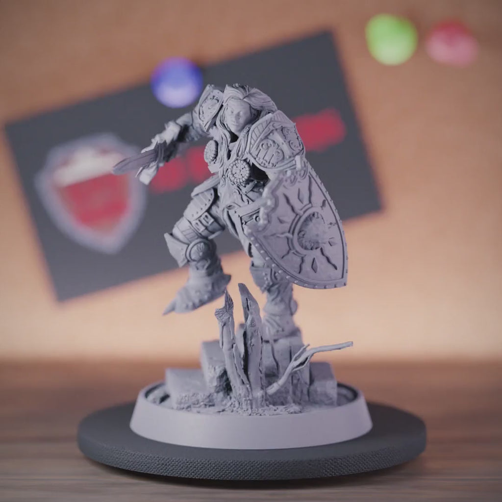 5e Paladin | DnD Miniatur für weibliche Paladin mit Schild 