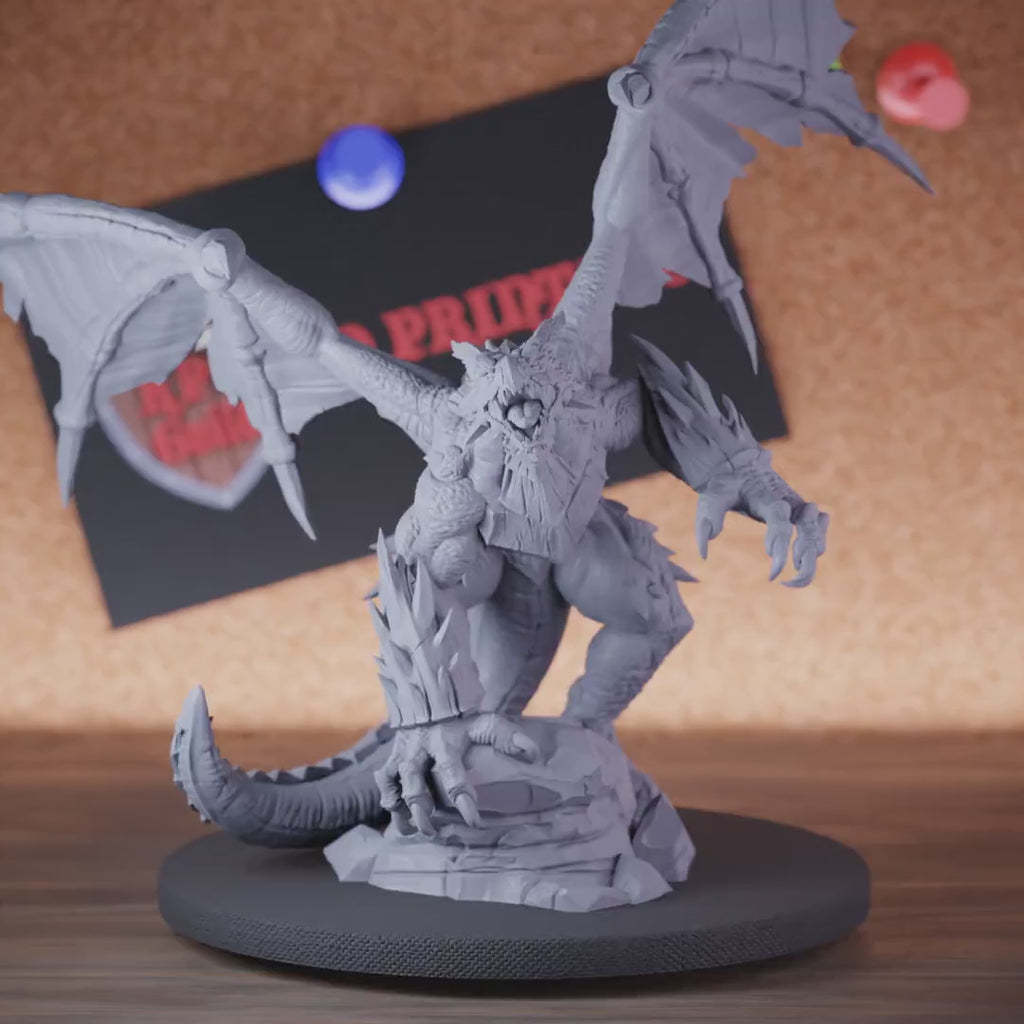 Dragon 5e | DnD Giant Winged Obsidian Dragon Miniature
