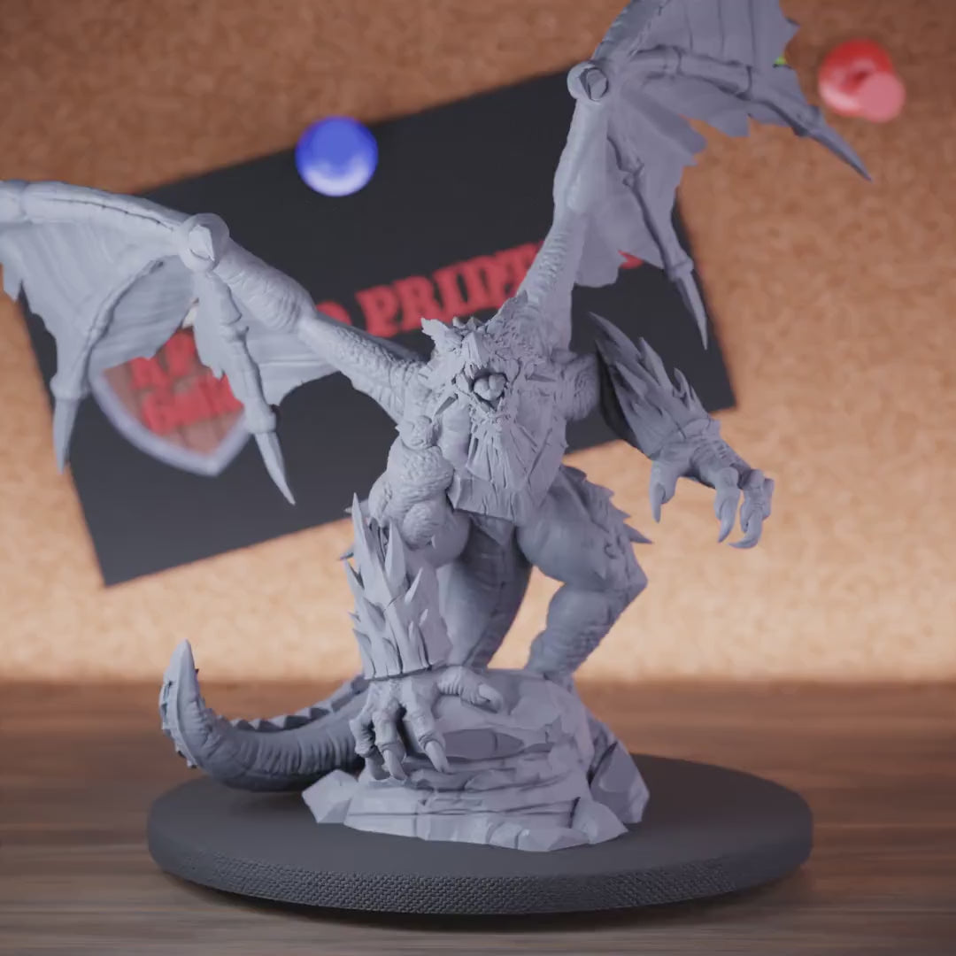 Dragon 5e | DnD Giant Winged Obsidian Dragon Miniature