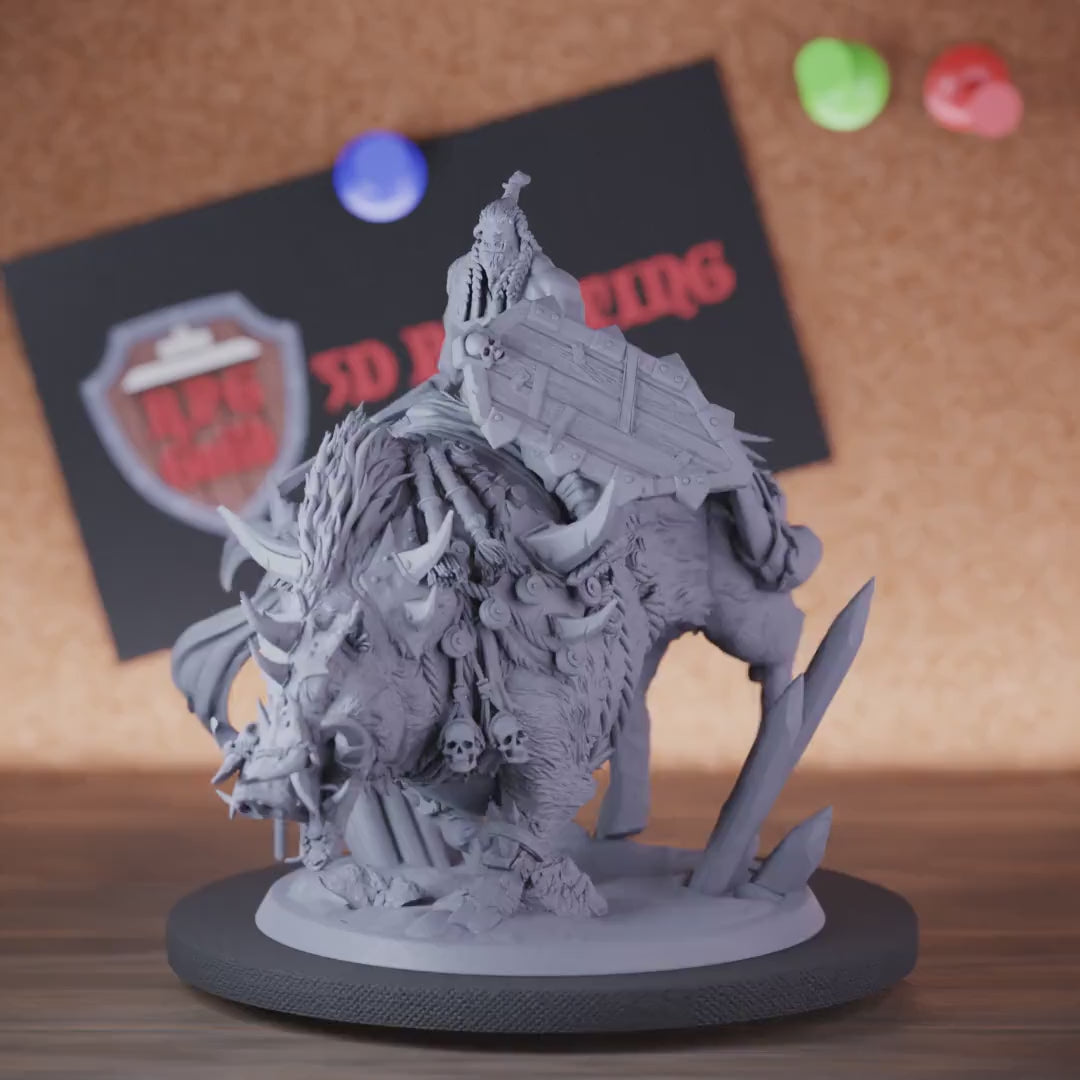 Orc 5e | DnD Orc Mounted Boar Defender Miniature