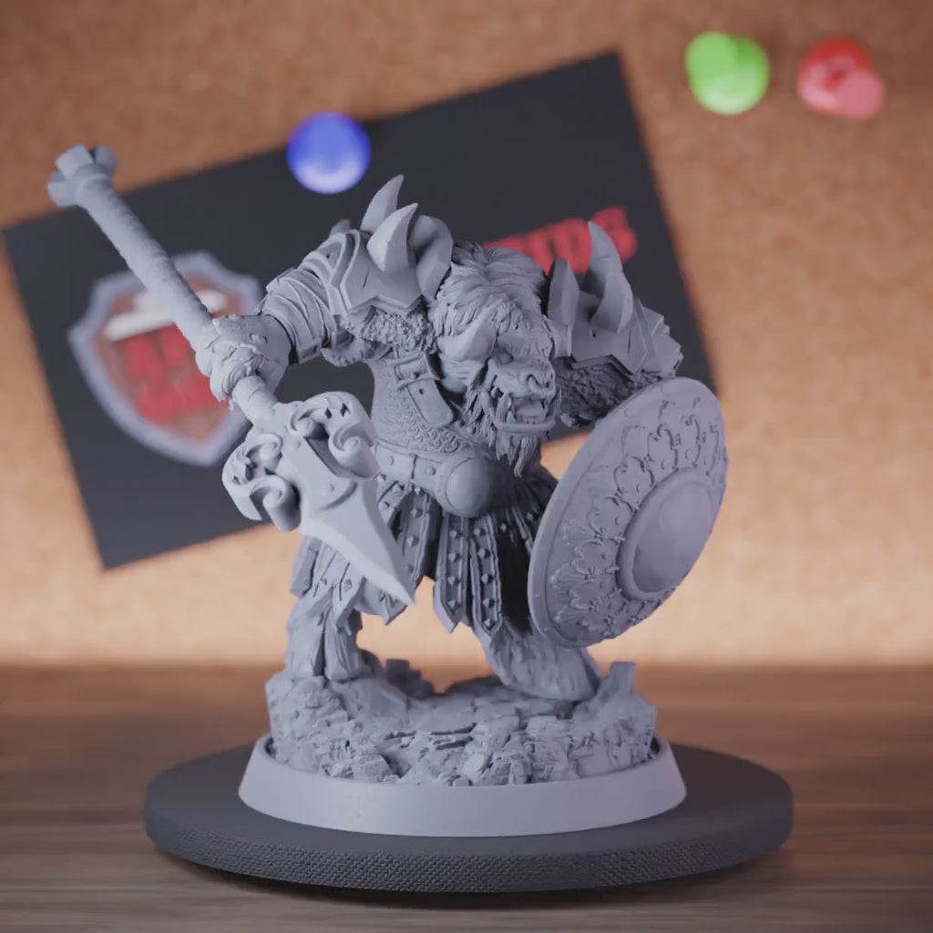 Minotaur 5e | DnD Minotaur Tribal Warrior Spear Miniature