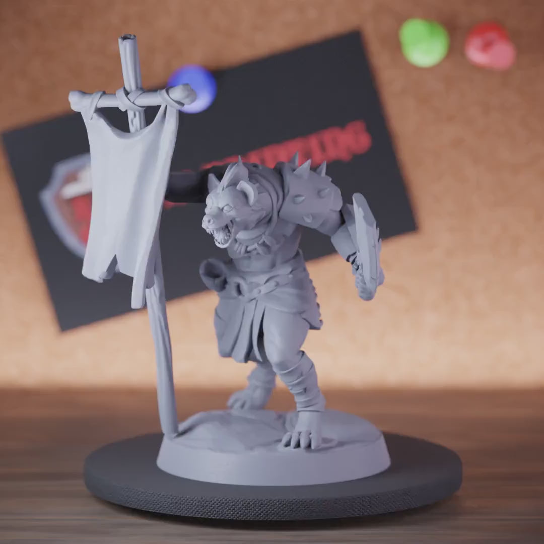 Gnoll 5e | DnD Gnoll Warrior Banner Miniature