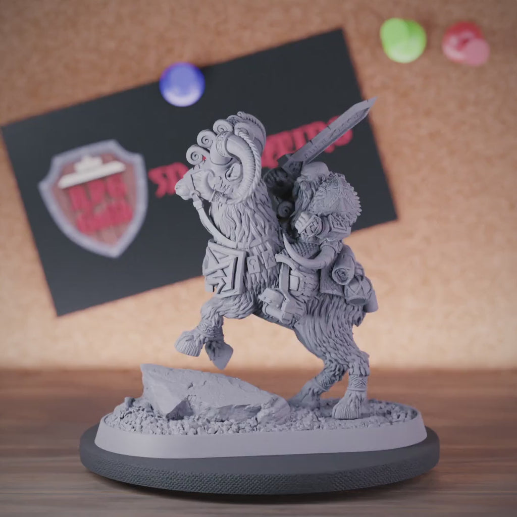 Dwarf 5e | DnD Goat Rider Dwarf Warrior Miniature