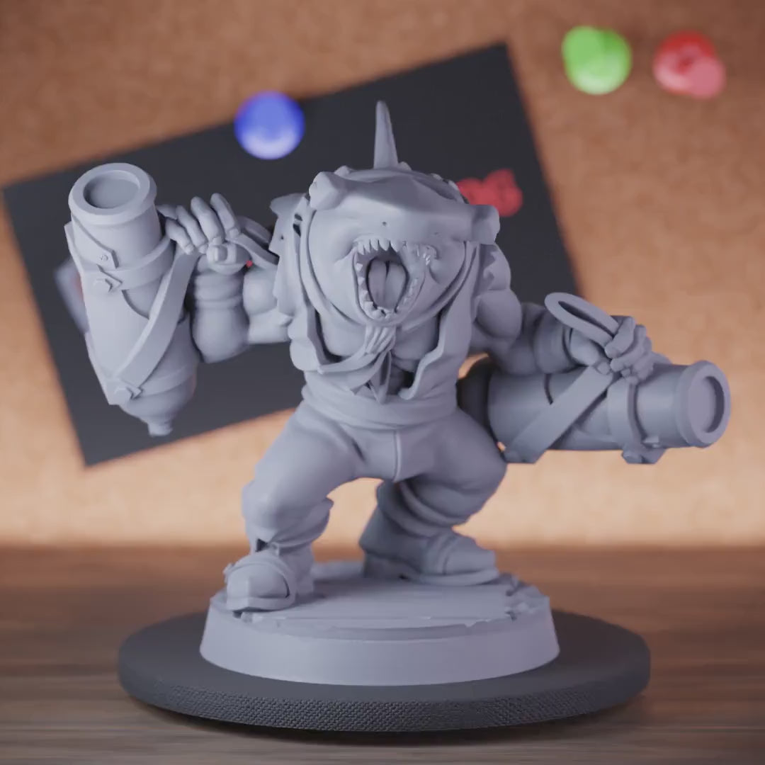 Pirate 5e | DnD Sharkfolk Hammerhead Cannon Pirate Miniature