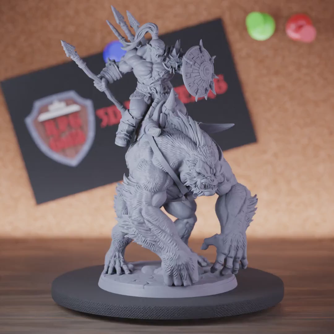 Orc 5e | DnD Orc Apefiend Rider Spear Miniature