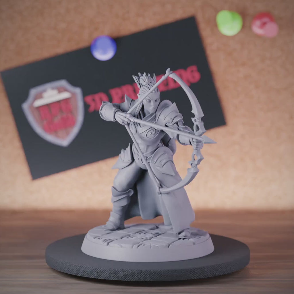 Elfe 5e | DnD Miniatur einer weiblichen Waldelfenjägerin 