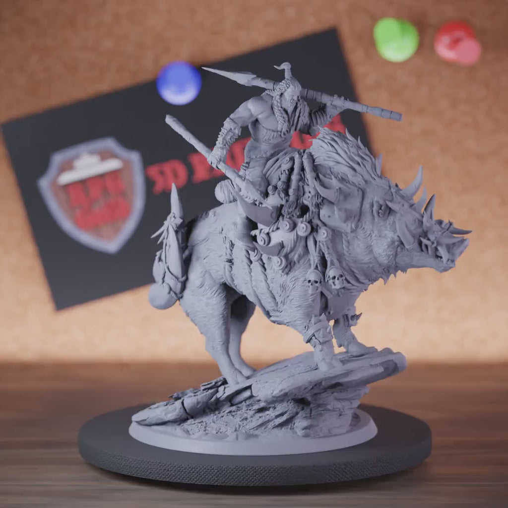Orc 5e | DnD Orc Mounted Boar Spear Miniature