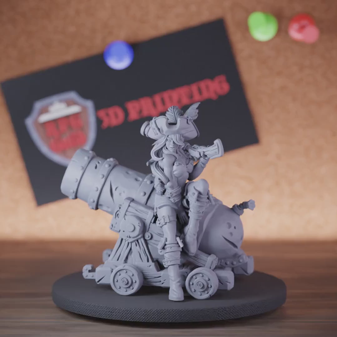 Rogue 5e | DnD Female Pirate Cannoneer Miniature
