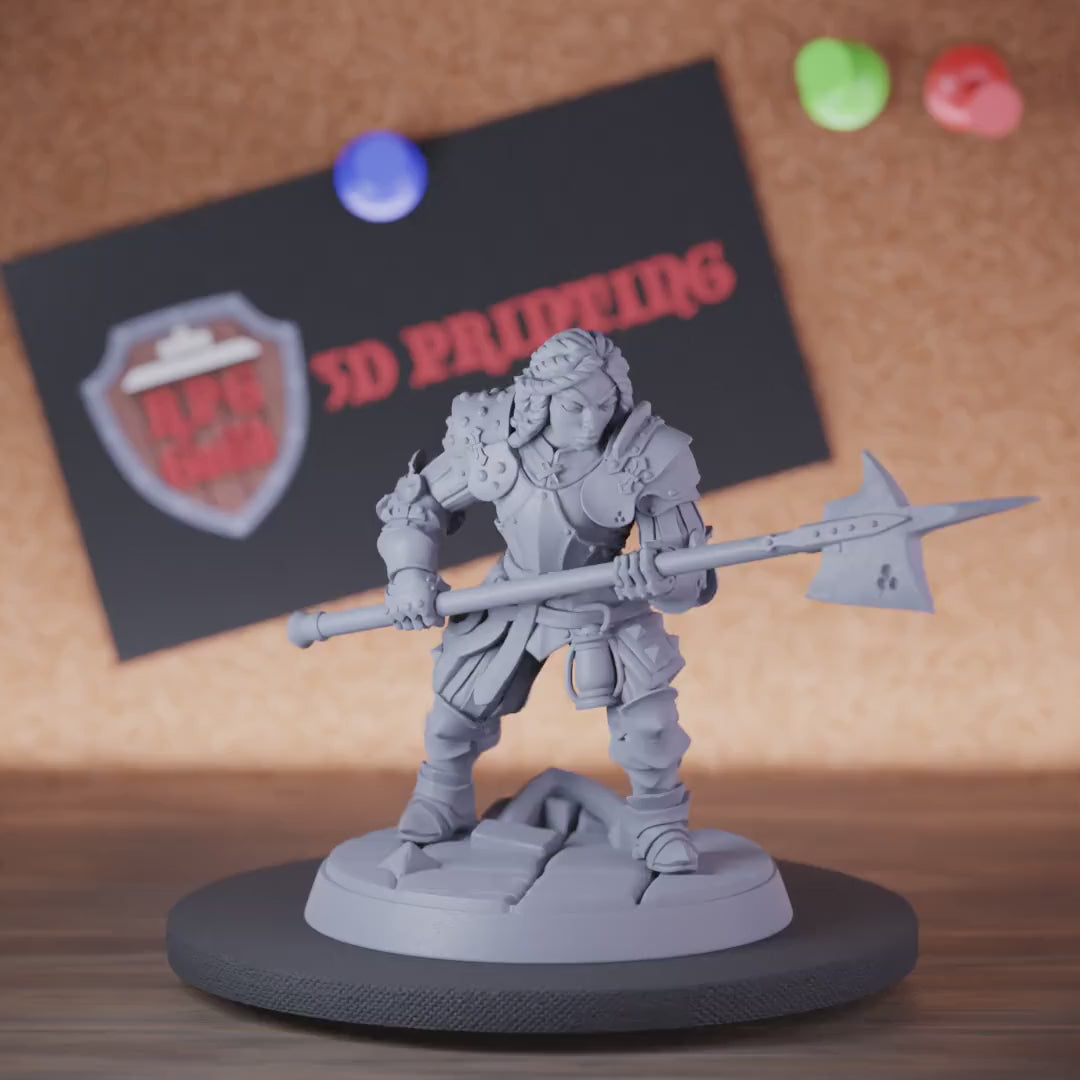 Knight 5e | DnD Female Knight Fighter Haldberd Miniature