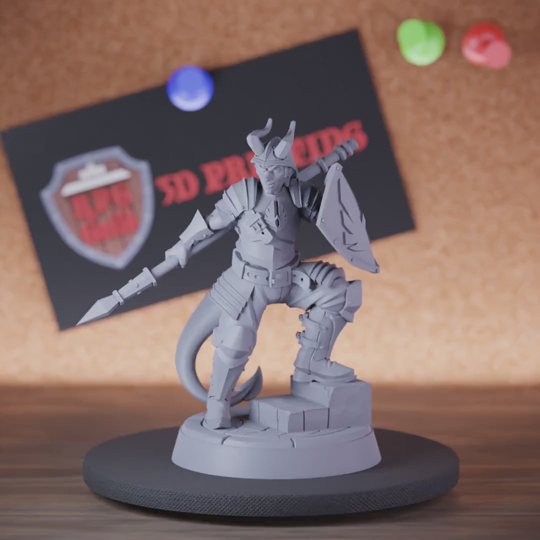 Tiefling 5e | DnD Tiefling Fighter Soldier Spear Miniature