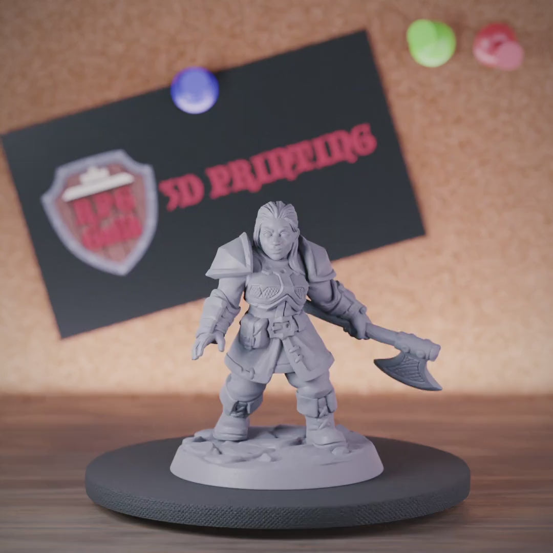 Dwarf 5e | DnD Female Dwarf Axe Fighter Miniature