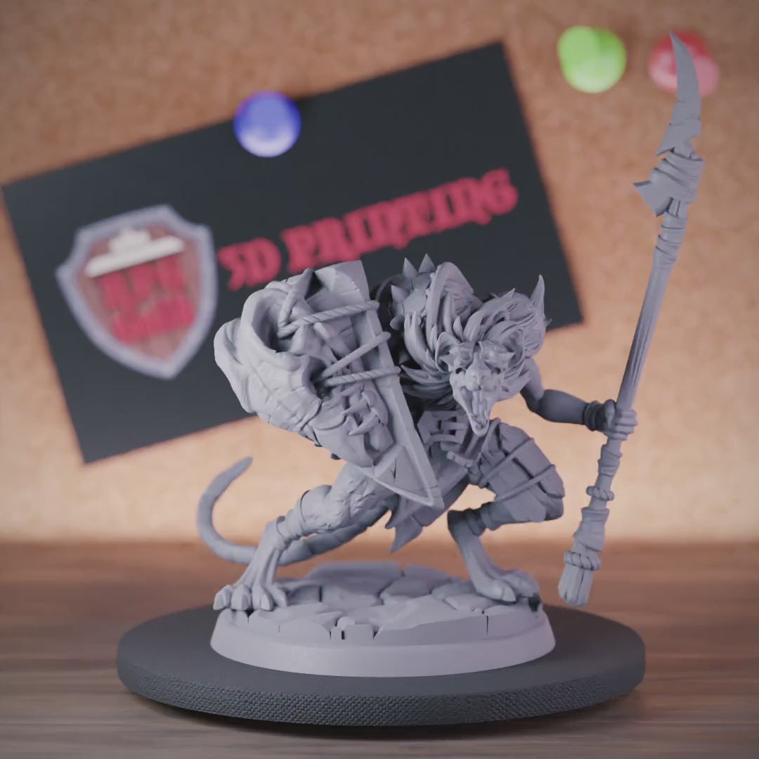 Rattenmenschen 5e | DnD Rattenmenschen-Kämpfer-Kampfmeister-Miniatur 