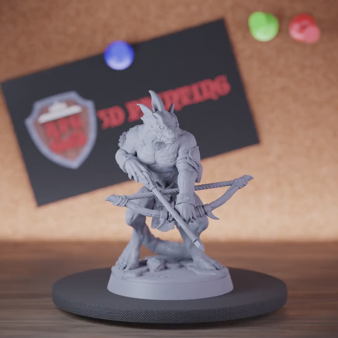 Lizardfolk 5e | DnD Lizardfolk Archer Defender Monster Miniature