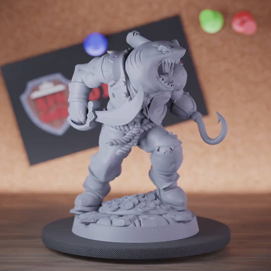 Sharkfolk 5e | DnD Sharkfolk Hook Corsair Miniature