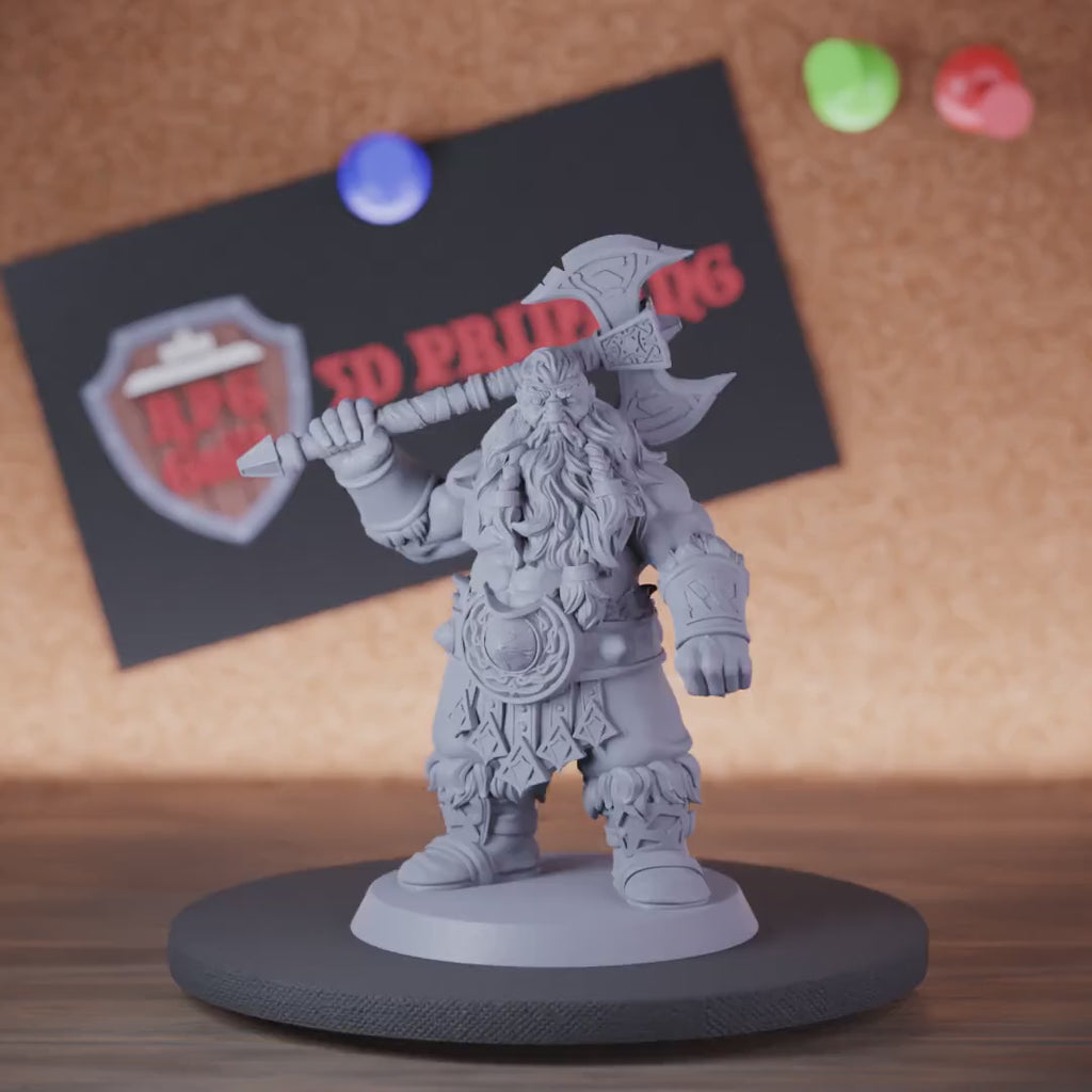 Dwarf 5e | DnD Dwarf Warrior Guard Battleaxe Miniature