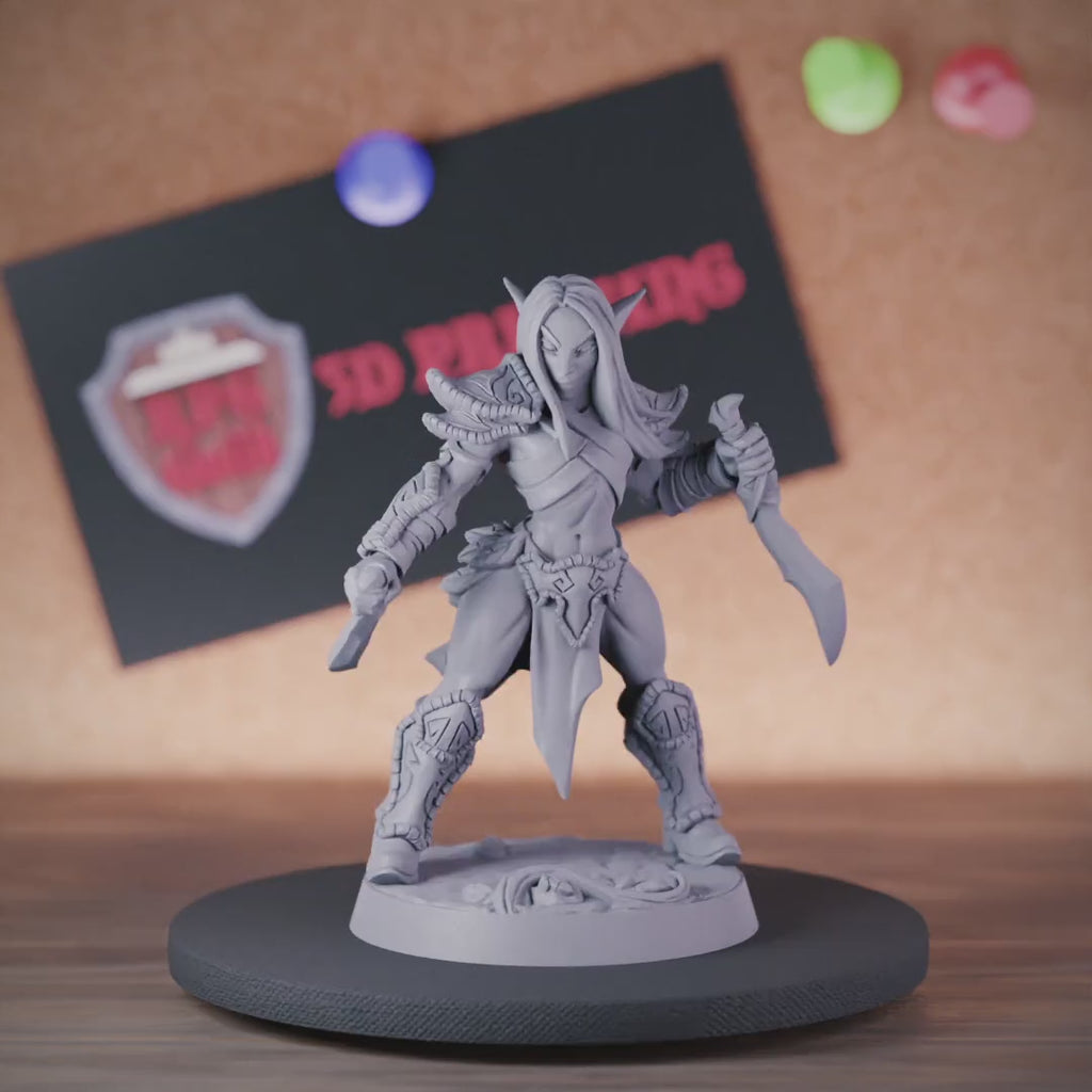 Elfen-Schurkin (5e) | D&D-Miniatur einer weiblichen Elfen-Schurkin 