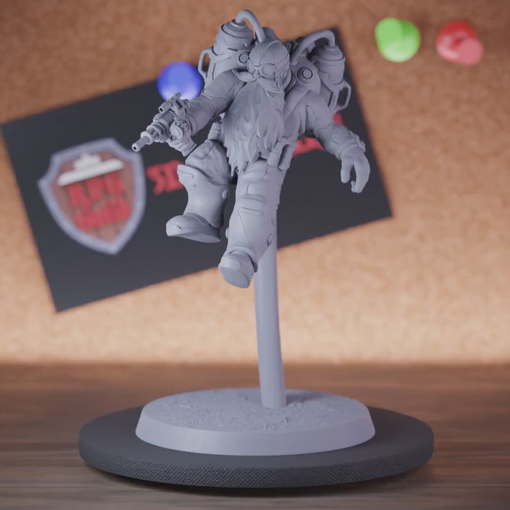 Artificer 5e | DnD Steampunk Dwarf Escape Flying Miniature