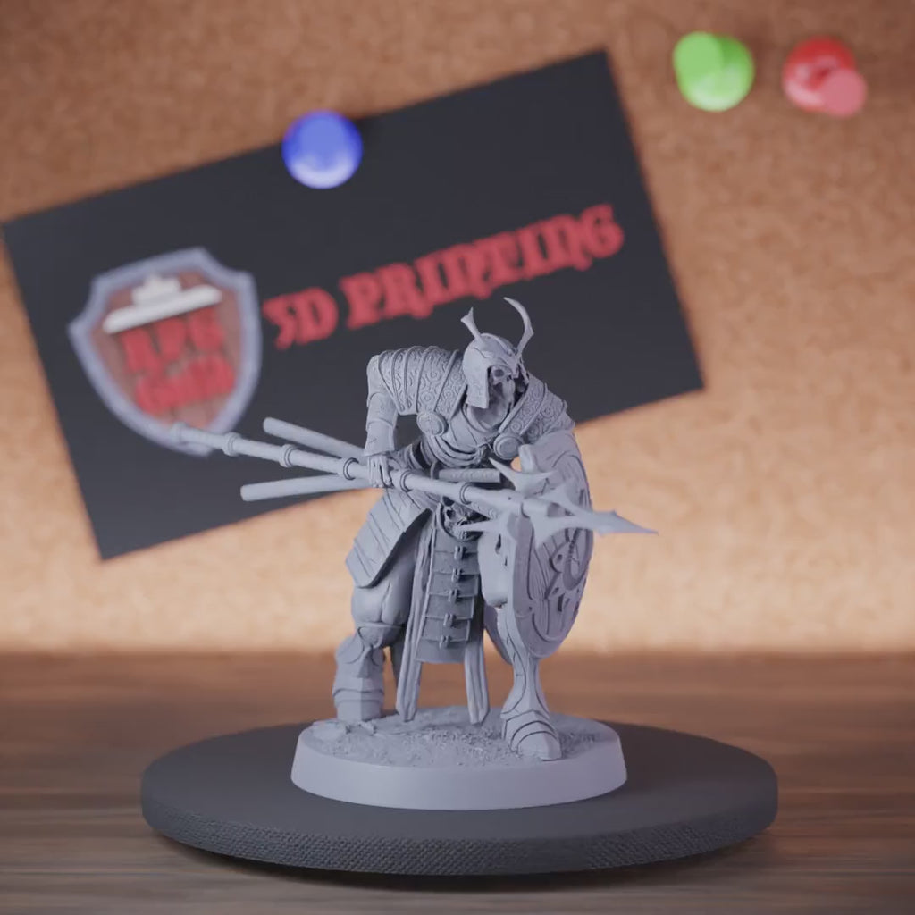 Skelett 5e | DnD Skelett-Samurai-Speerwächter-Miniatur 