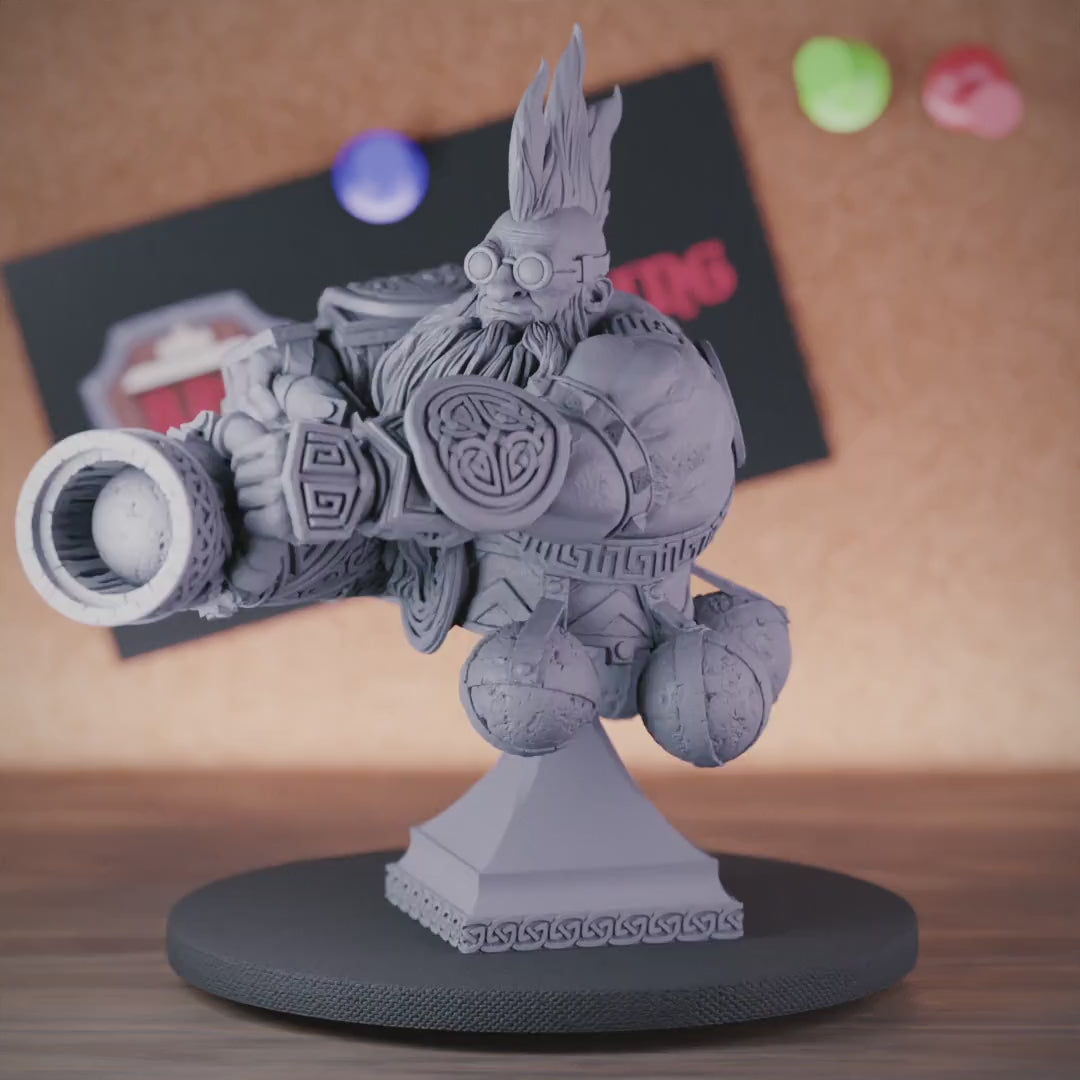 Dwarf Cannoneer Bust | DnD Dwarf Miniature