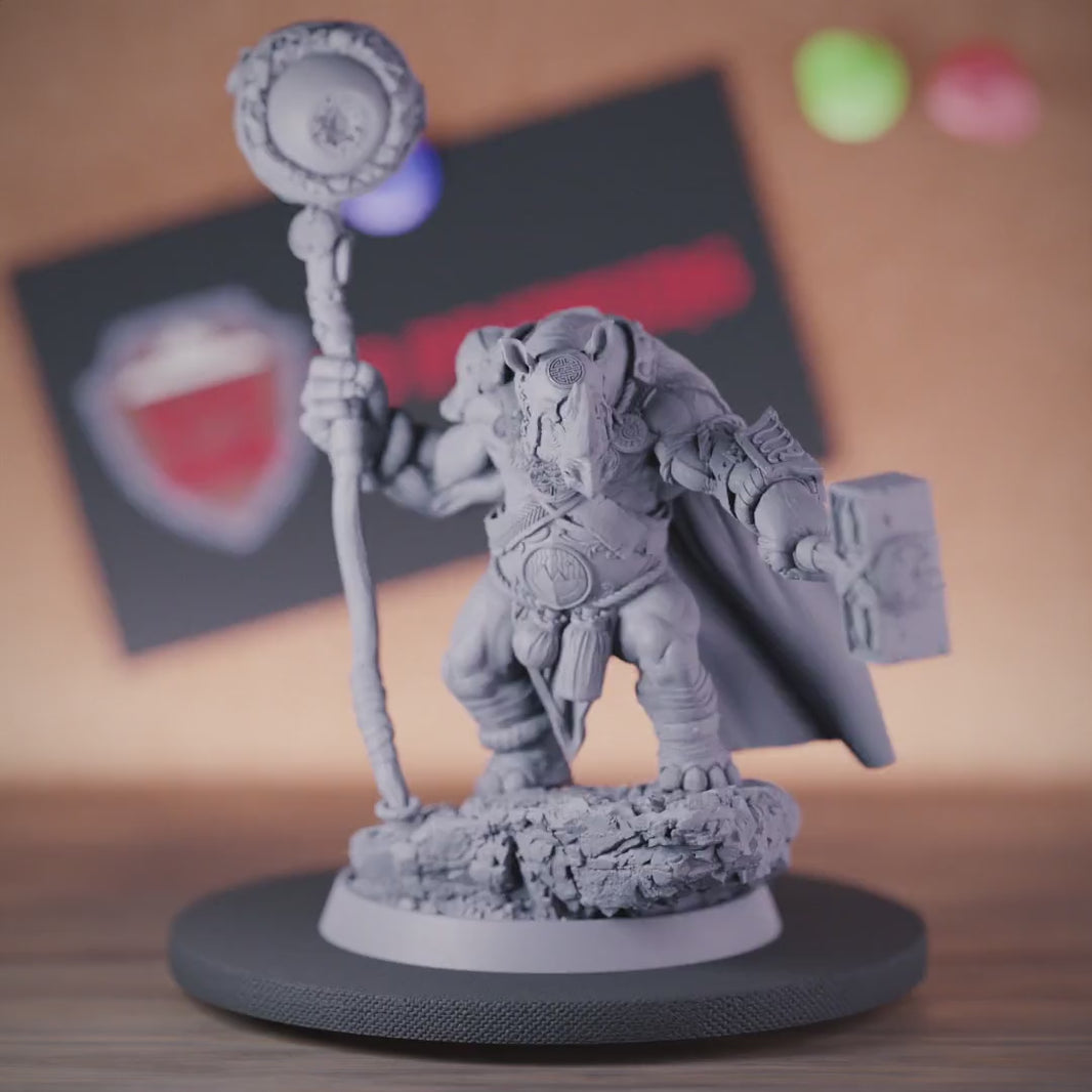 Rhinofolk 5e | DnD Rhinofolk Fighter Battlemaster Miniature