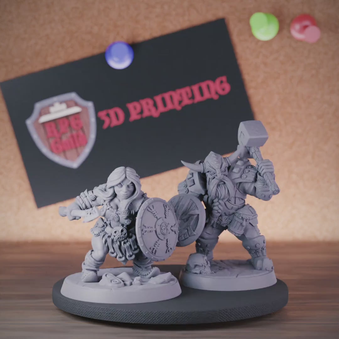 Dwarf Set 5e | DnD Set of 2 Miniatures
