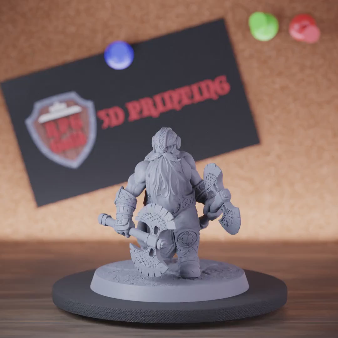 Barbarian 5e | DnD Dwarf Dual Axe Master Miniature