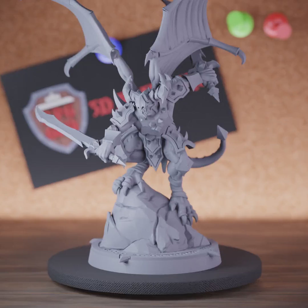 Demon 5e | DnD Winged Double Sword Leaping Demon Miniature
