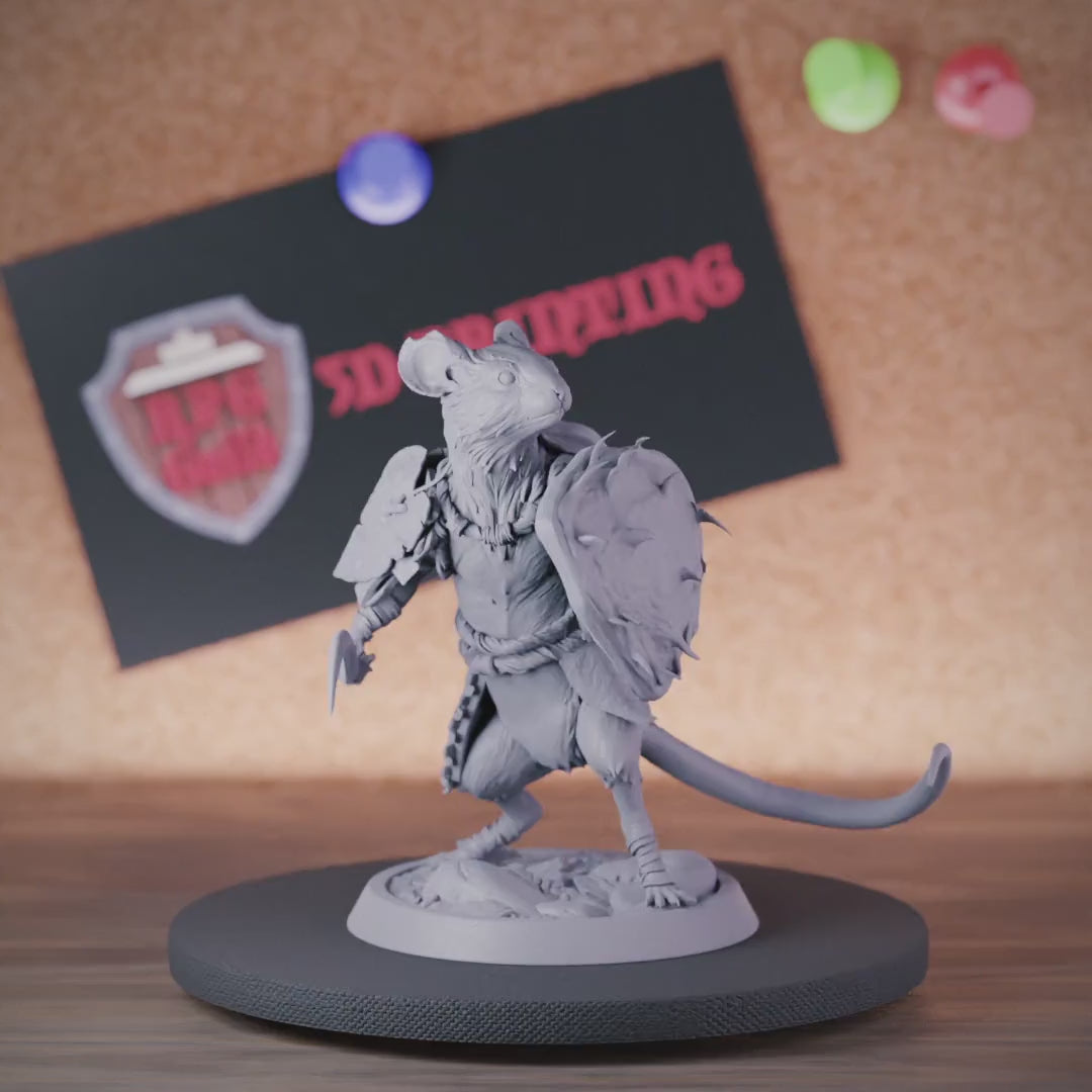 MouseFolk 5e | DnD Mousefolk Fighter Champion Miniature