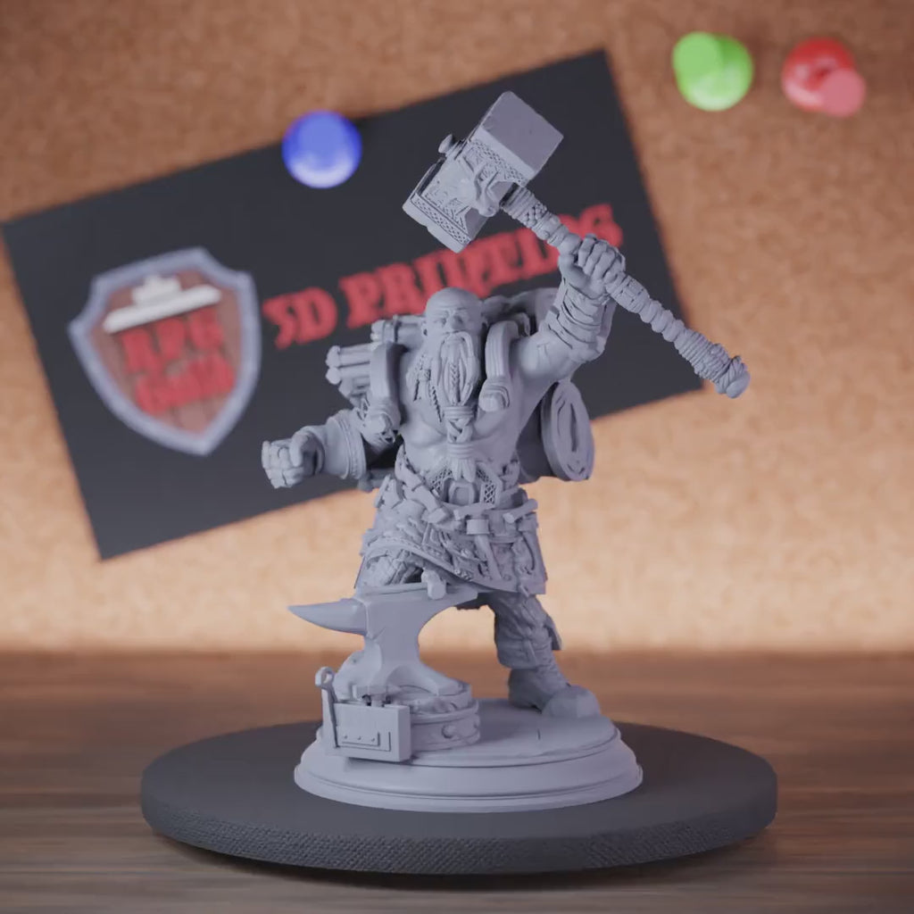 Dwarf 5e | DnD Dwarf Blacksmith Hammer Npc Miniature