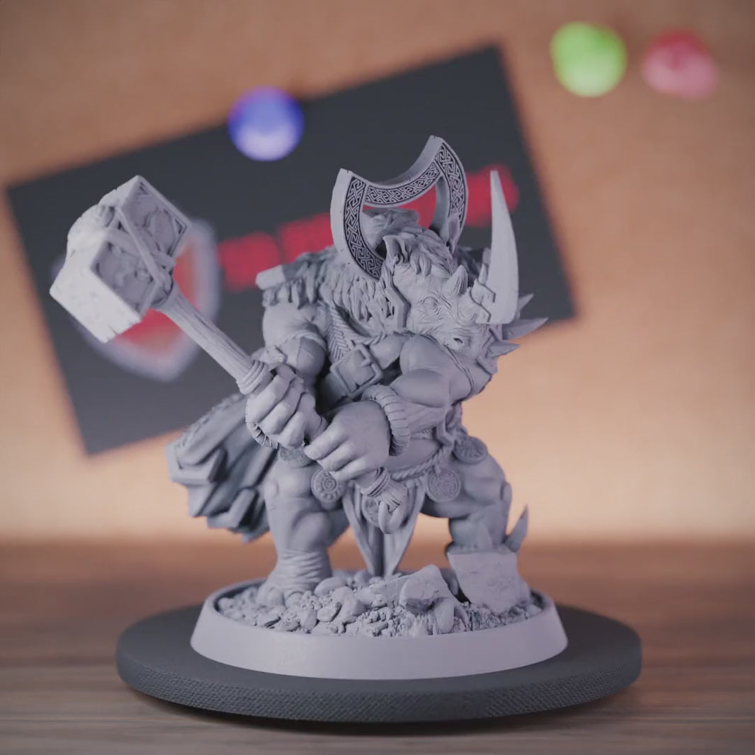 Rhinofolk  5e | DnD Rhinofolk Warrior King Miniature