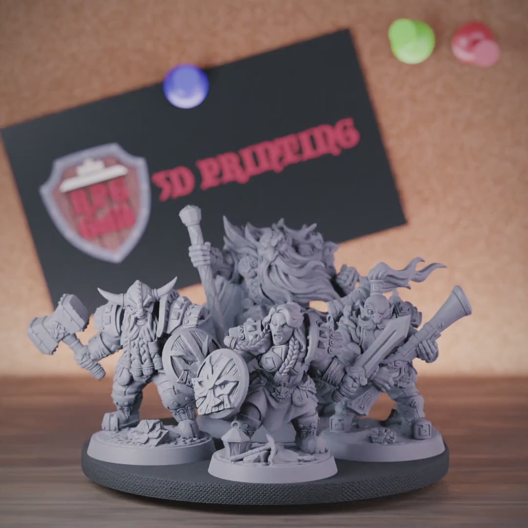 Dwarf Set 5e | DnD Set of 4 Miniatures