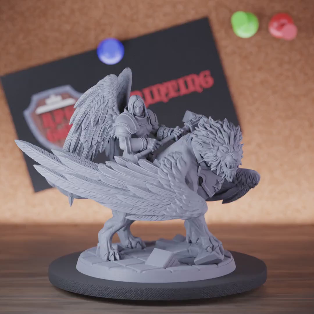 Celestial 5e | DnD Female Solar Celestial Lion Rider Miniature